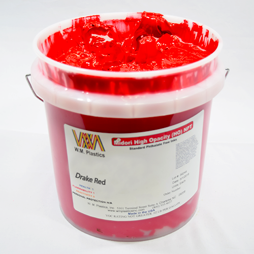 the red of plastisol ink for print tee shirt in the glass bucket